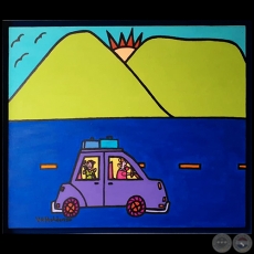 Camino a Paraguari en mi tutu (Cordillera) - Pintura de Virginia Rojas Holden - Año 2020